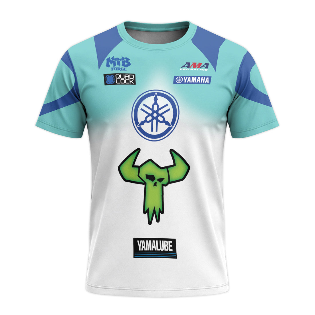 Haiden Deegan Yamaha 1W Aqua Blue White Short Sleeve Motocross Jersey – Front and Back View