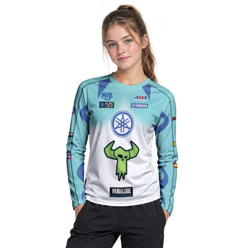 Haiden Deegan Yamaha 1W Aqua Blue White Youth Long Sleeve Motocross Jersey – Girl Lifestyle View