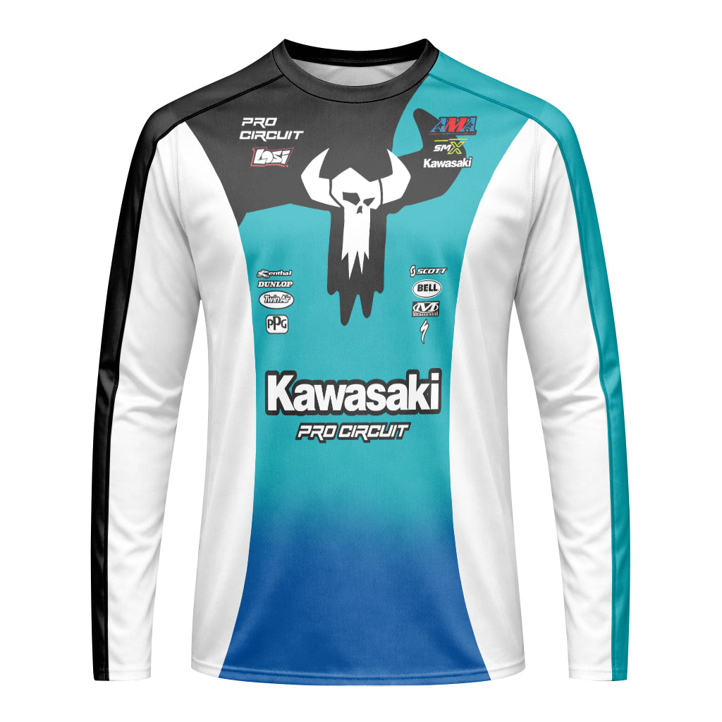 Hammaker 56 Kawasaki Pro Circuit Long Sleeve Motocross Jersey – Front View Mockup