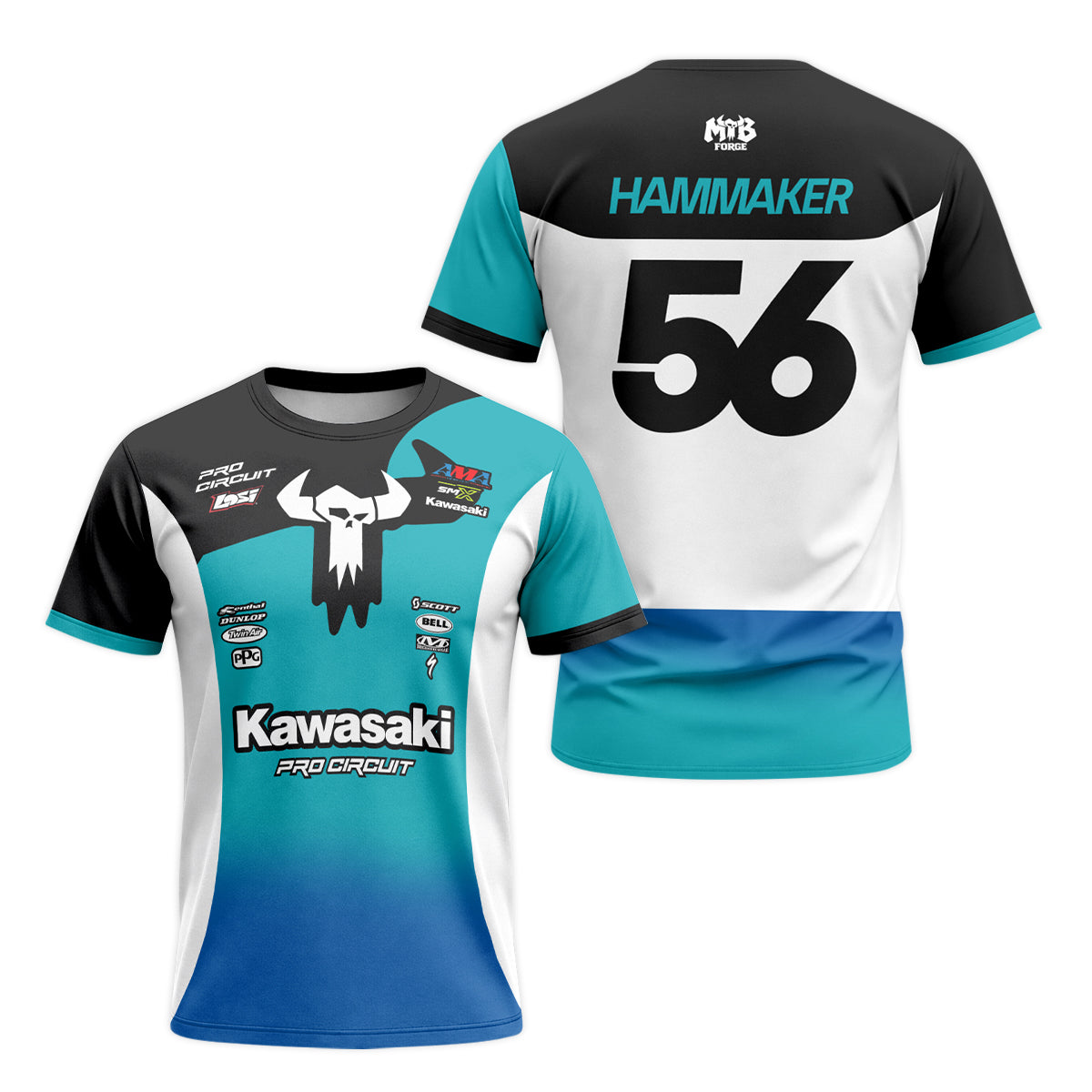 Hammaker 56 Kawasaki Pro Circuit Short Sleeve Motocross Jersey – Front and Back View