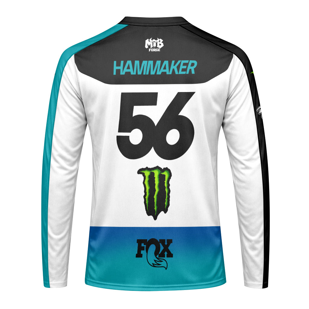 Hammaker 56 Monster Energy Kawasaki Pro Circuit Long Sleeve Motocross Jersey - back view mockup