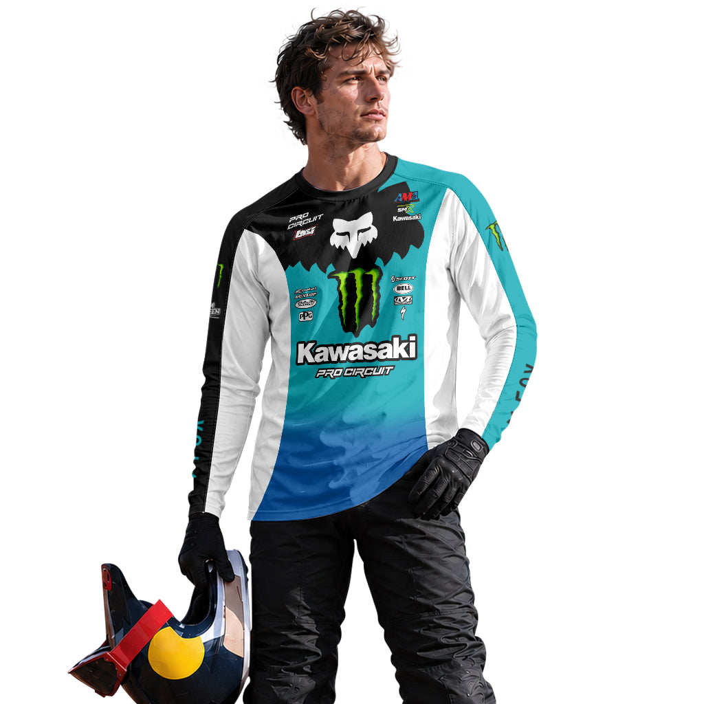 Hammaker 56 Monster Energy Kawasaki Pro Circuit Long Sleeve Motocross Jersey - lifestyle view