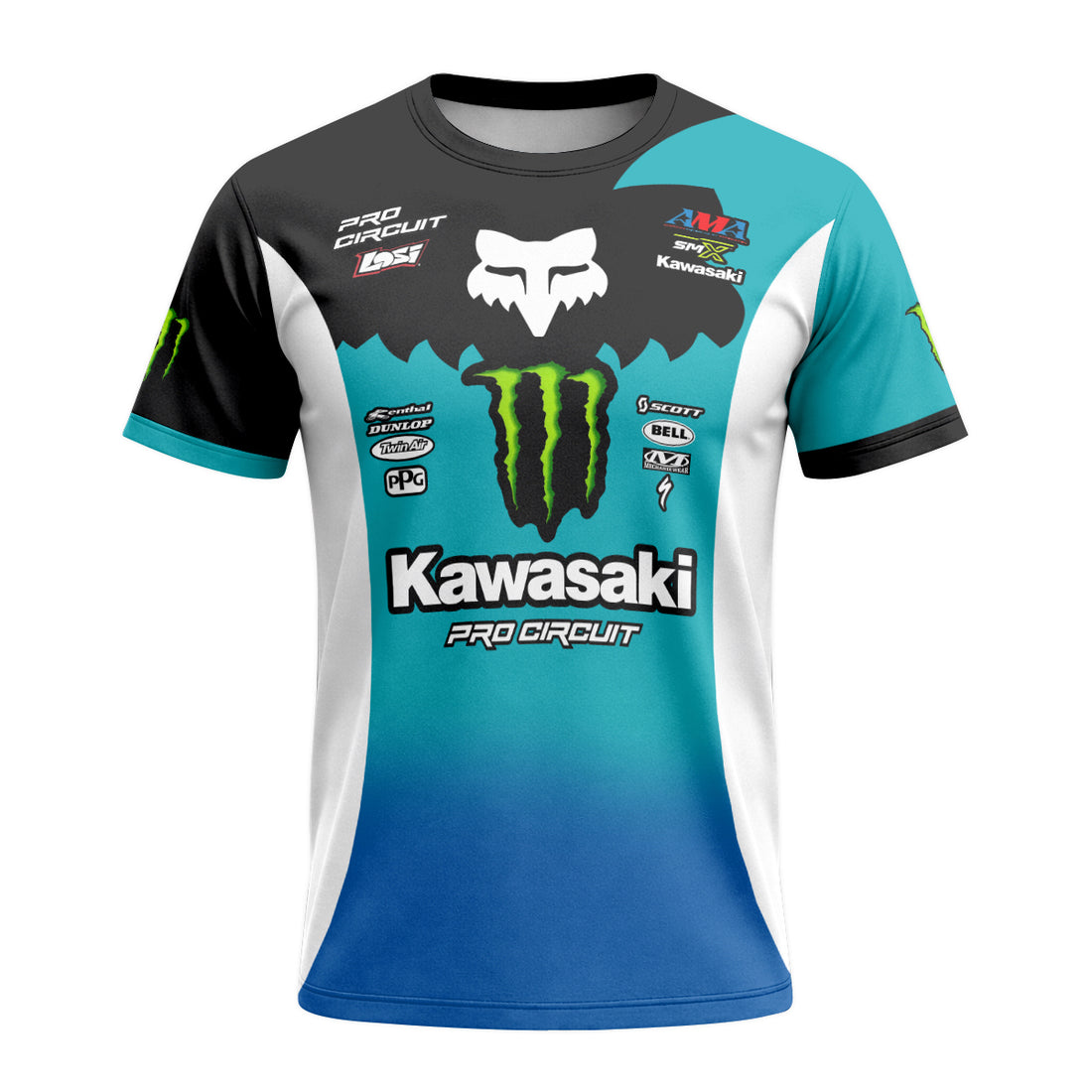 Hammaker 56 Monster Energy Kawasaki Pro Circuit Short Sleeve Motocross Jersey - front and back view