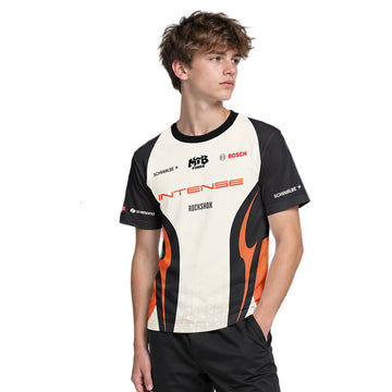 Intense Cream Black Orange Youth Short Sleeve Mountain Bike Jersey – Boy Lifestyle View