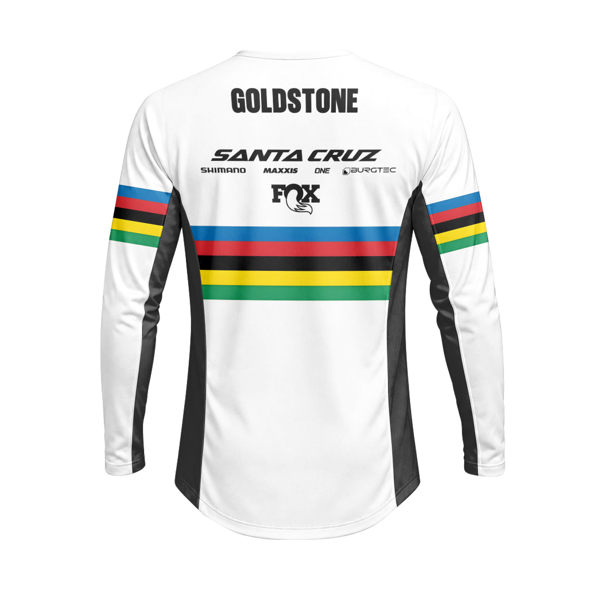 Jackson Goldstone Santa Cruz World Champion Downhill Heavyweight Long Sleeve Mountain Bike Jersey – Back View Mockup