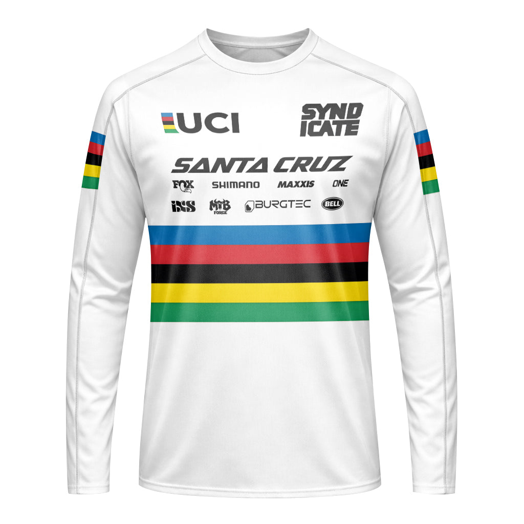 Jackson Goldstone Santa Cruz World Champion Downhill Long Sleeve Mountain Bike Jersey – Front View Mockup