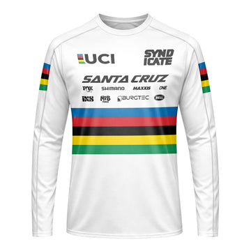 Jackson Goldstone Santa Cruz World Champion Downhill Long Sleeve Mountain Bike Jersey – Front View Mockup