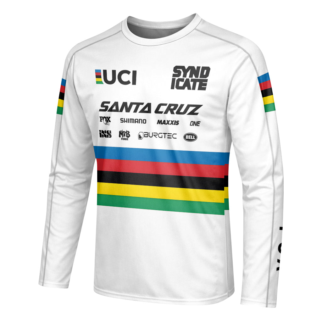 Jackson Goldstone Santa Cruz World Champion Downhill Long Sleeve Mountain Bike Jersey – Left Side View Mockup