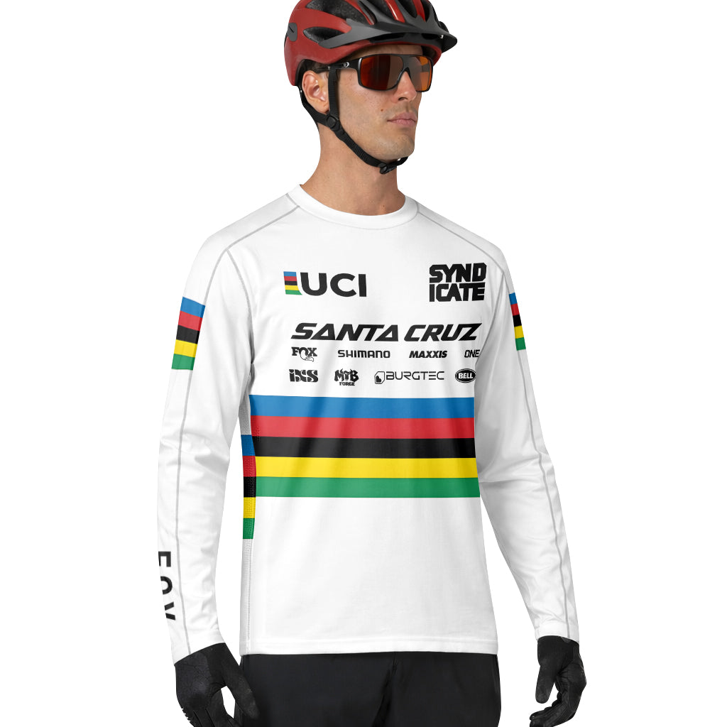 Jackson Goldstone Santa Cruz World Champion Downhill Long Sleeve Mountain Bike Jersey – Lifestyle View