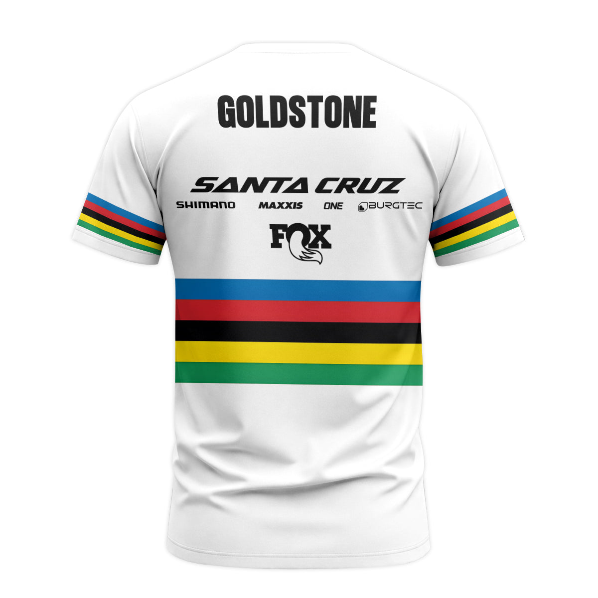 Jackson Goldstone Santa Cruz World Champion Downhill Short Sleeve Mountain Bike Jersey – Back View Mockup