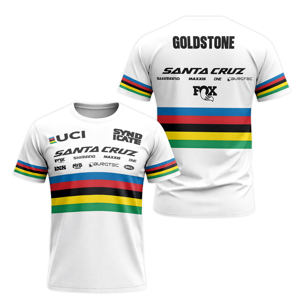 Jackson Goldstone Santa Cruz World Champion Downhill Short Sleeve Mountain Bike Jersey – Front and Back View