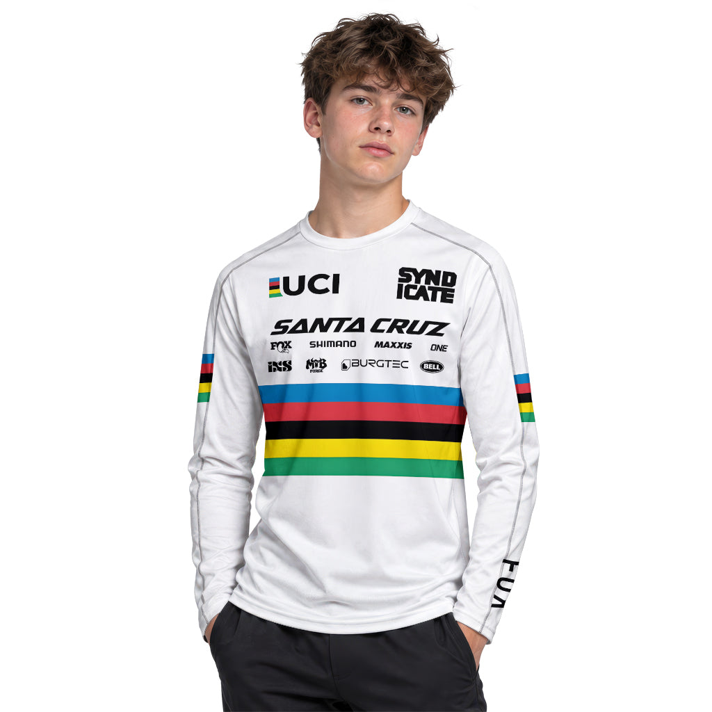 Jackson Goldstone Santa Cruz World Champion Downhill Youth Long Sleeve Mountain Bike Jersey – Boy Lifestyle View