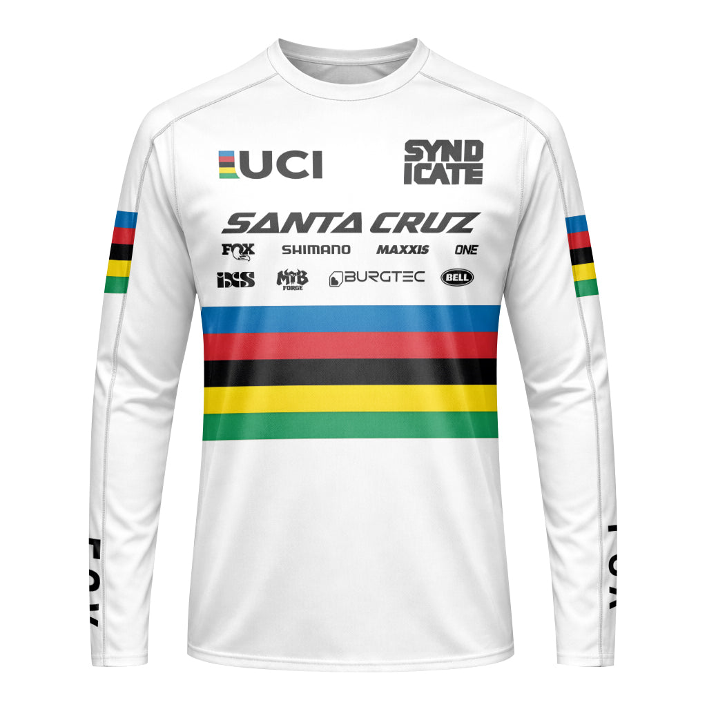 Jackson Goldstone Santa Cruz World Champion Downhill Youth Long Sleeve Mountain Bike Jersey – Front View Mockup