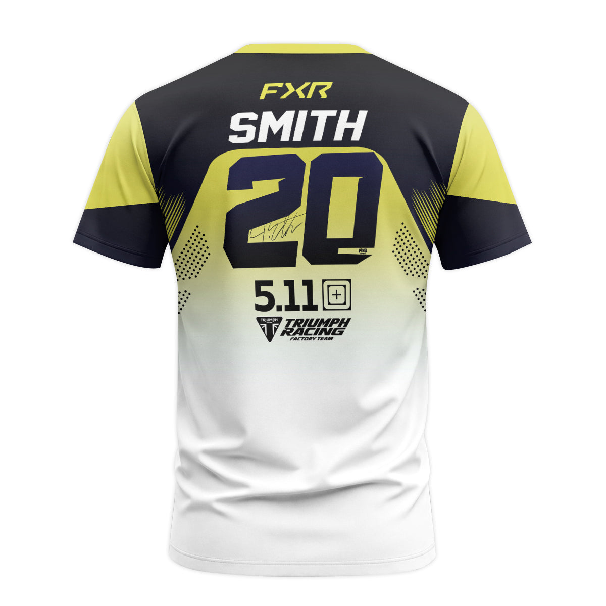 Jordon Smith 20 FXR Triumph Racing Short Sleeve Motocross Jersey – Back View Mockup