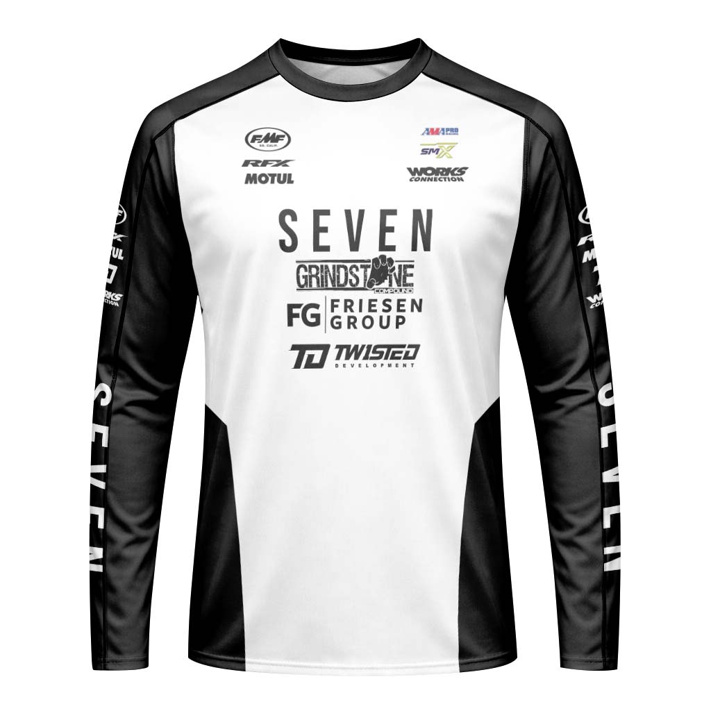 Joshua Varize #224 Seven Black White Long Sleeve Motocross Jersey – Front View Mockup