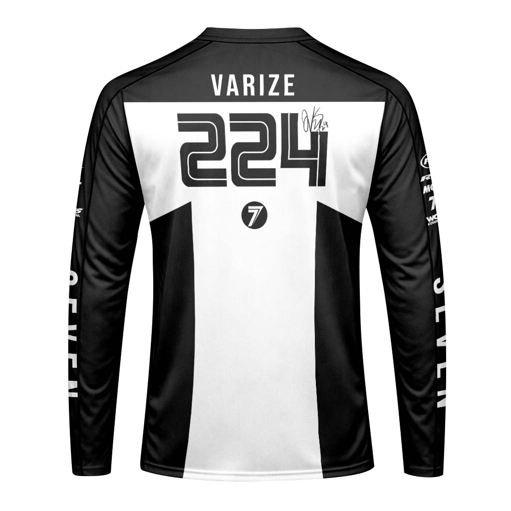Joshua Varize #224 Seven Black White Long Sleeve Motocross Jersey – Back View Mockup
