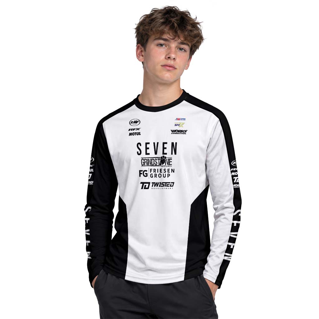 Joshua Varize #224 Seven Black White Youth Long Sleeve Motocross Jersey – Boy Lifestyle View
