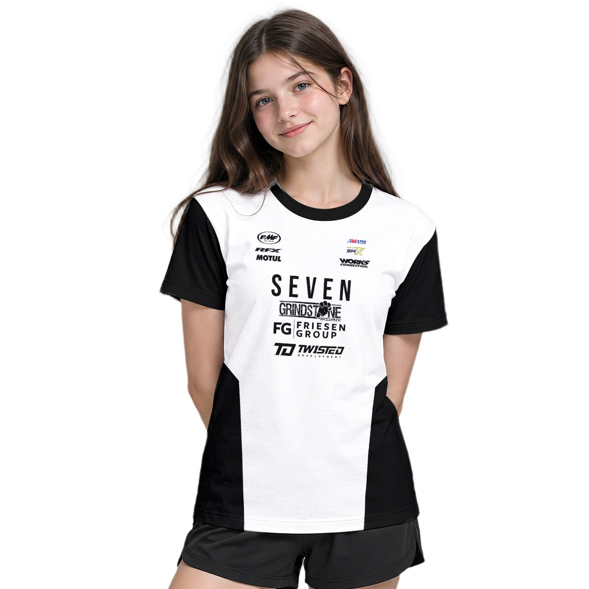 Joshua Varize #224 Seven Black White Youth Short Sleeve Motocross Jersey – Girl Lifestyle View