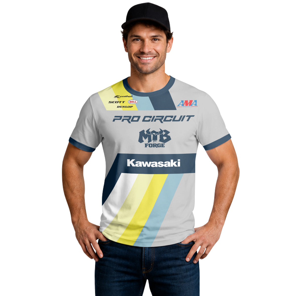 Kawasaki Pro Circuit 24 Blue Gray Short Sleeve Motocross Jersey – Lifestyle View