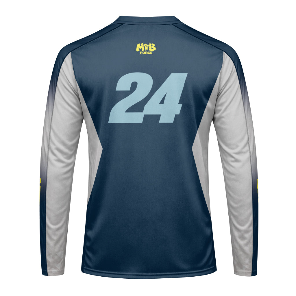 Kawasaki Pro Circuit 24 Blue Gray Youth Long Sleeve Motocross Jersey – Back View Mockup
