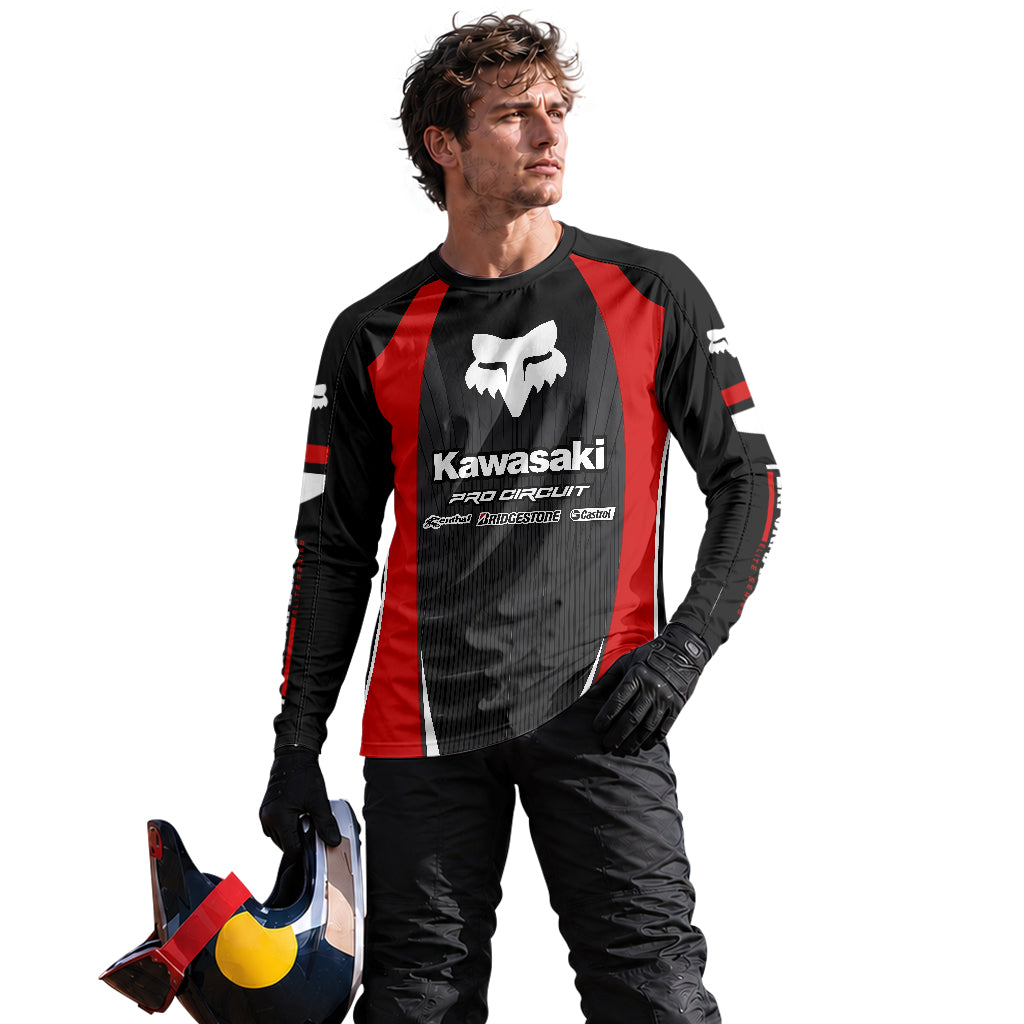 Kawasaki Pro Circuit 259 Black Red Long Sleeve Motocross Jersey - lifestyle view