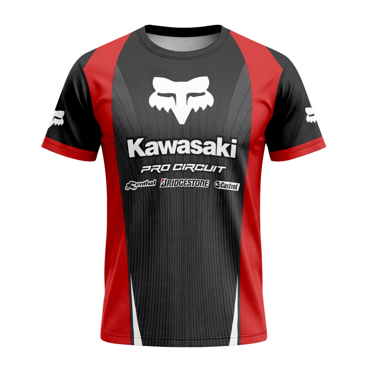 Kawasaki Pro Circuit 259 Black Red Short Sleeve Motocross Jersey - front view mockup