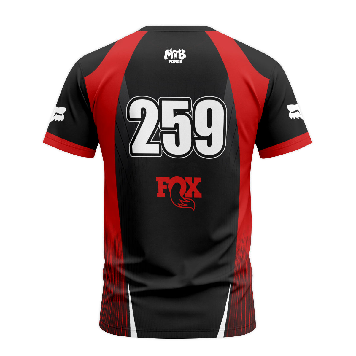 Kawasaki Pro Circuit 259 Black Red Short Sleeve Motocross Jersey - back view mockup
