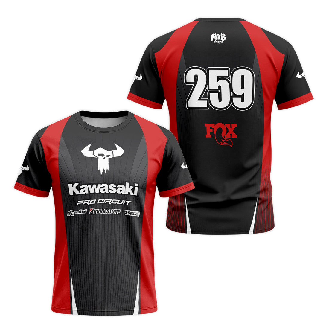Kawasaki Pro Circuit 259 Black Red Short Sleeve Motocross Jersey