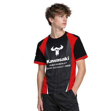 Kawasaki Pro Circuit 259 Black Red Youth Short Sleeve Motocross Jersey – Boy Lifestyle View