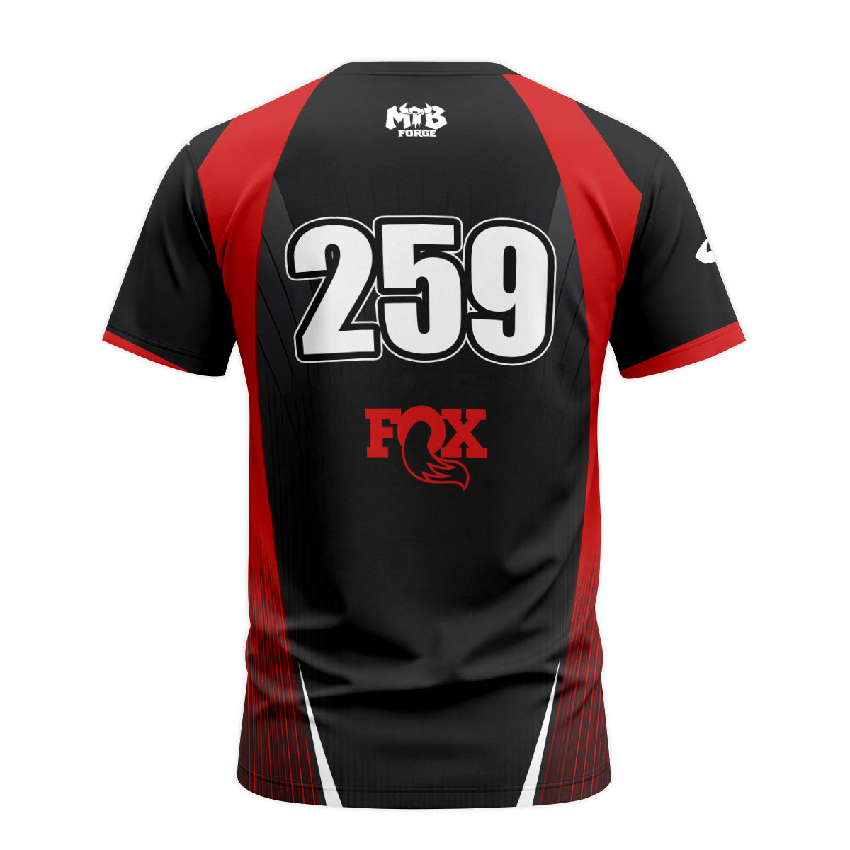 Kawasaki Pro Circuit 259 Black Red Youth Short Sleeve Motocross Jersey – Back View Mockup