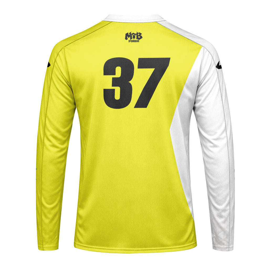 Kawasaki Pro Circuit 37 Neon Yellow White Long Sleeve Motocross Jersey – Back View Mockup