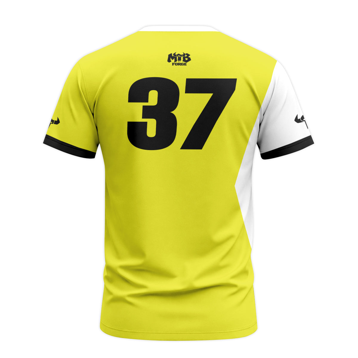 Kawasaki Pro Circuit 37 Neon Yellow White Short Sleeve Motocross Jersey – Back View Mockup