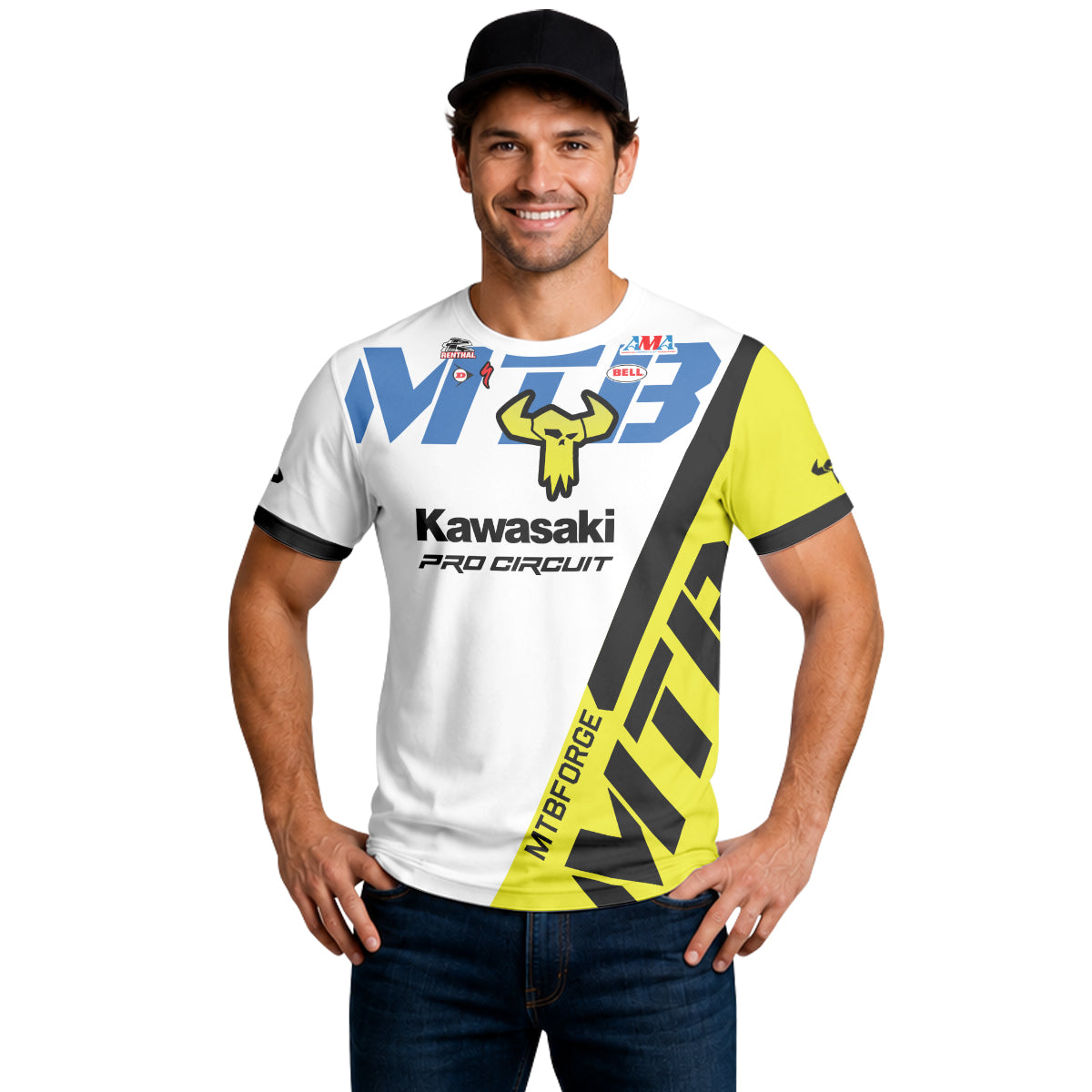 Kawasaki Pro Circuit 37 Neon Yellow White Short Sleeve Motocross Jersey – Lifestyle View
