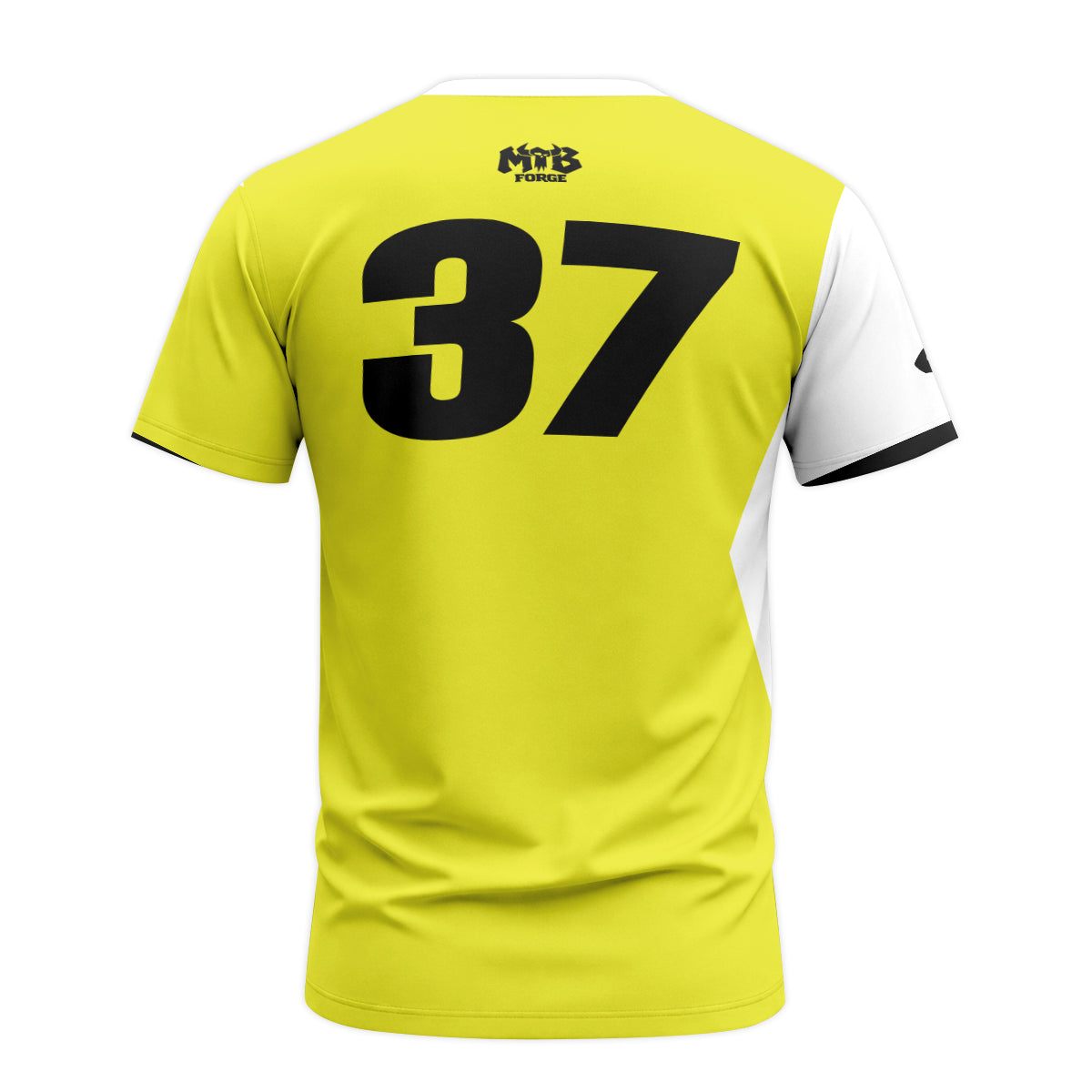 Kawasaki Pro Circuit 37 Neon Yellow White Youth Short Sleeve Motocross Jersey – Back View Mockup