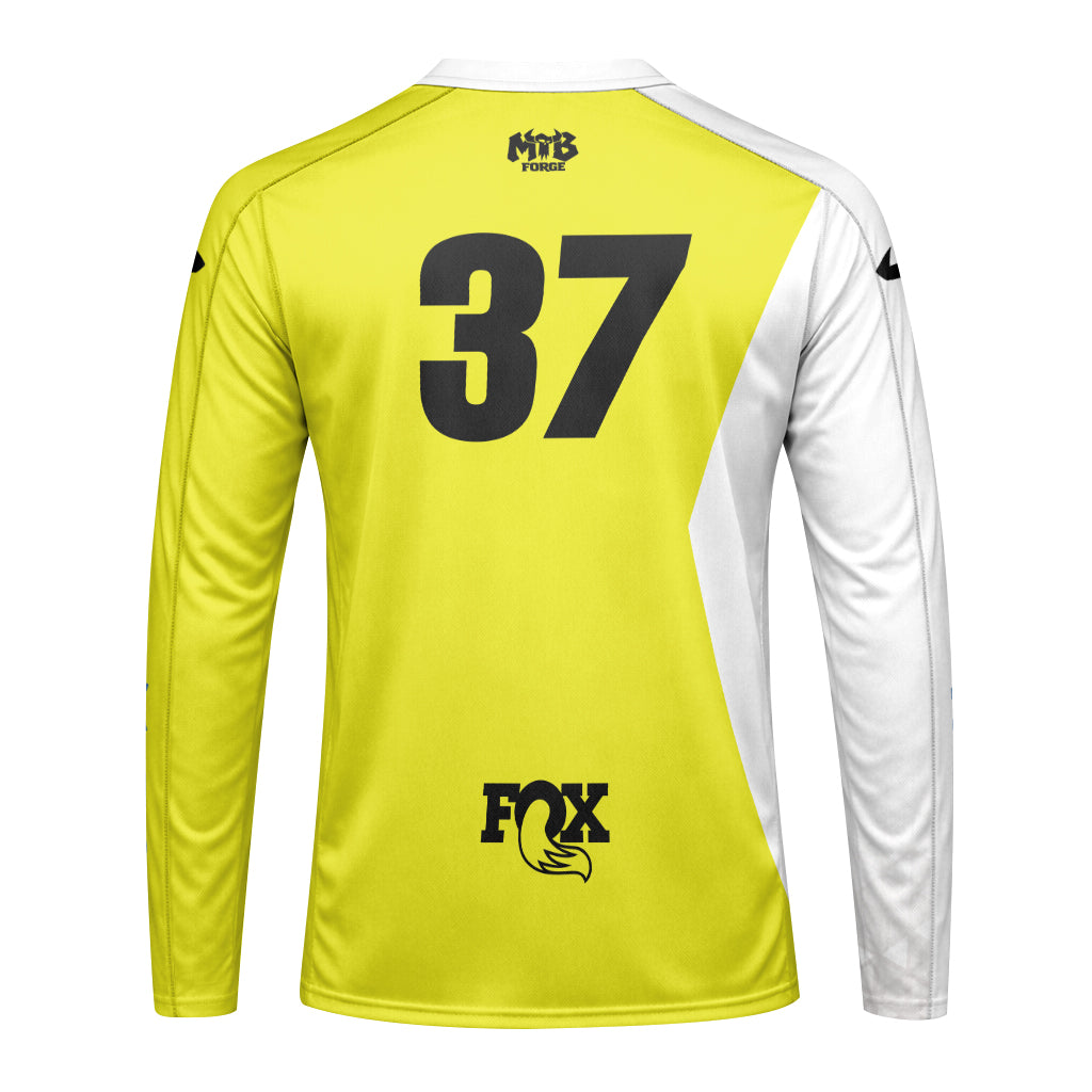 Kawasaki Pro Circuit 37 Yellow White Black Long Sleeve Motocross Jersey - front view mockup