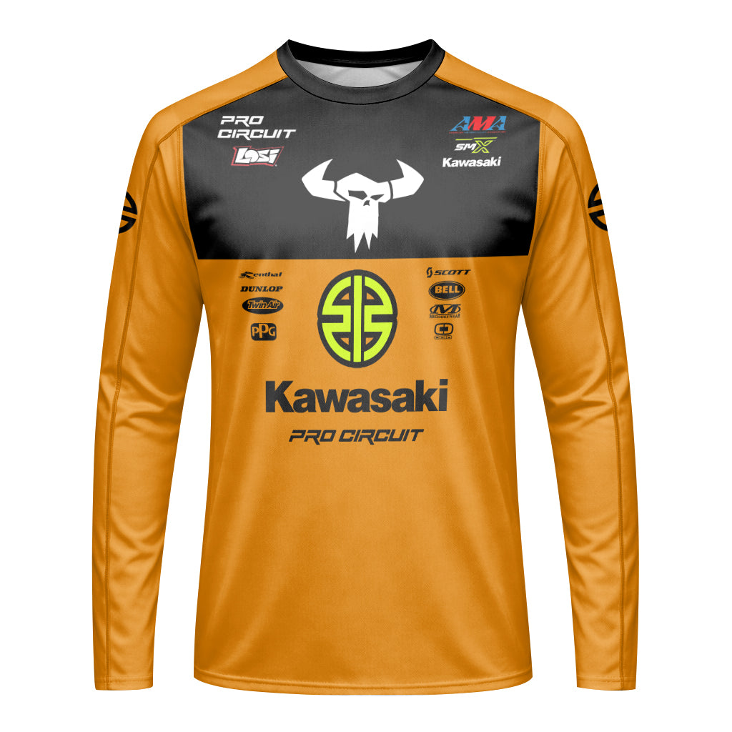 Kawasaki Pro Circuit 92 Black Orange Long Sleeve Motocross Jersey
