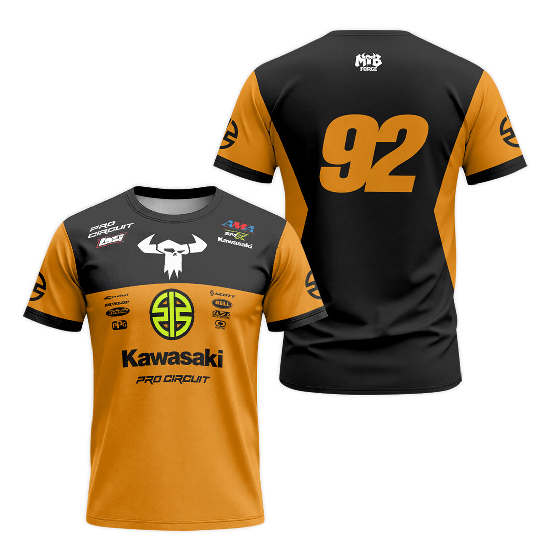 Kawasaki Pro Circuit 92 Black Orange Short Sleeve Motocross Jersey