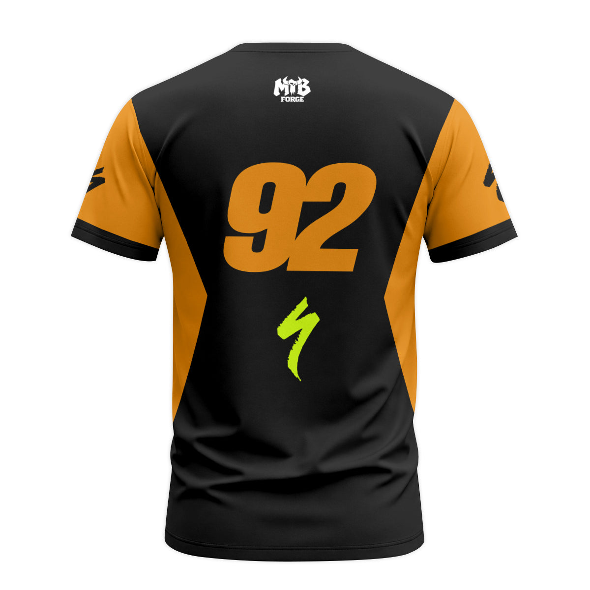 Kawasaki Pro Circuit 92 Black Orange Short Sleeve Motocross Jersey – Back View Mockup