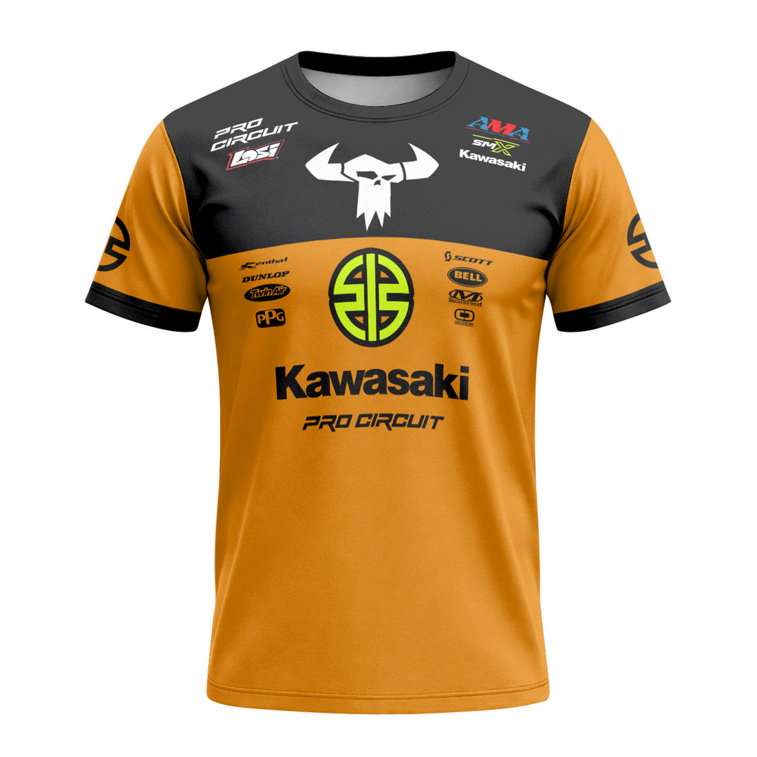 Kawasaki Pro Circuit 92 Black Orange Short Sleeve Motocross Jersey