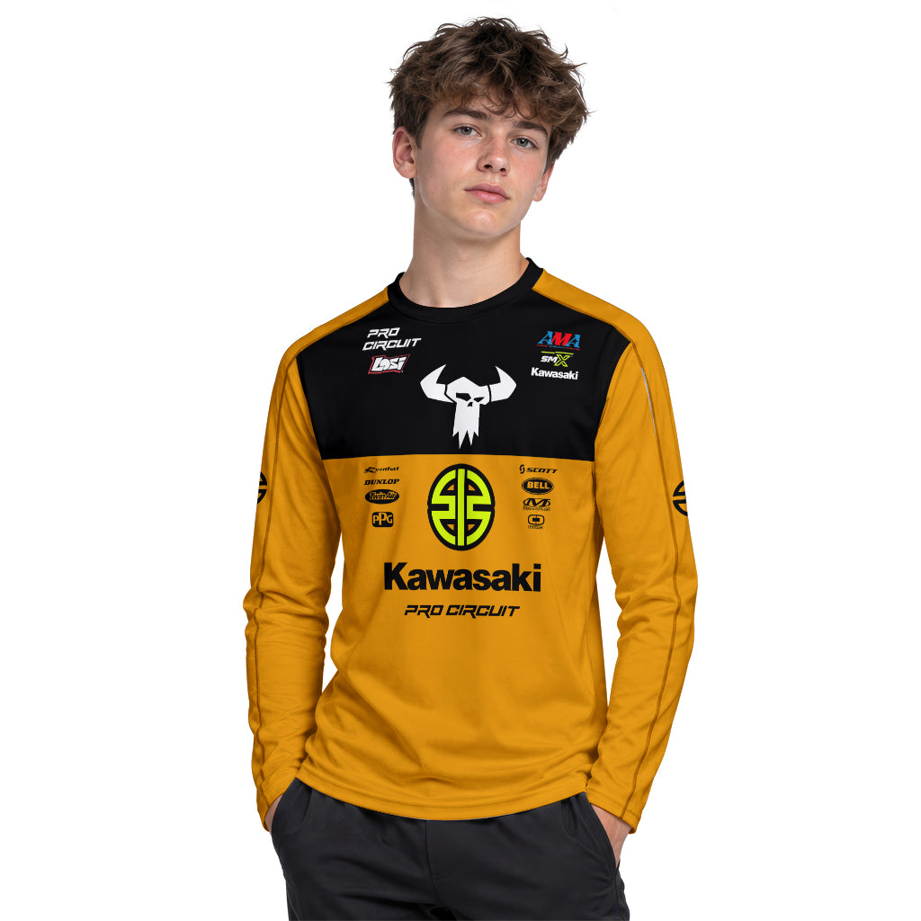Kawasaki Pro Circuit 92 Black Orange Youth Long Sleeve Motocross Jersey