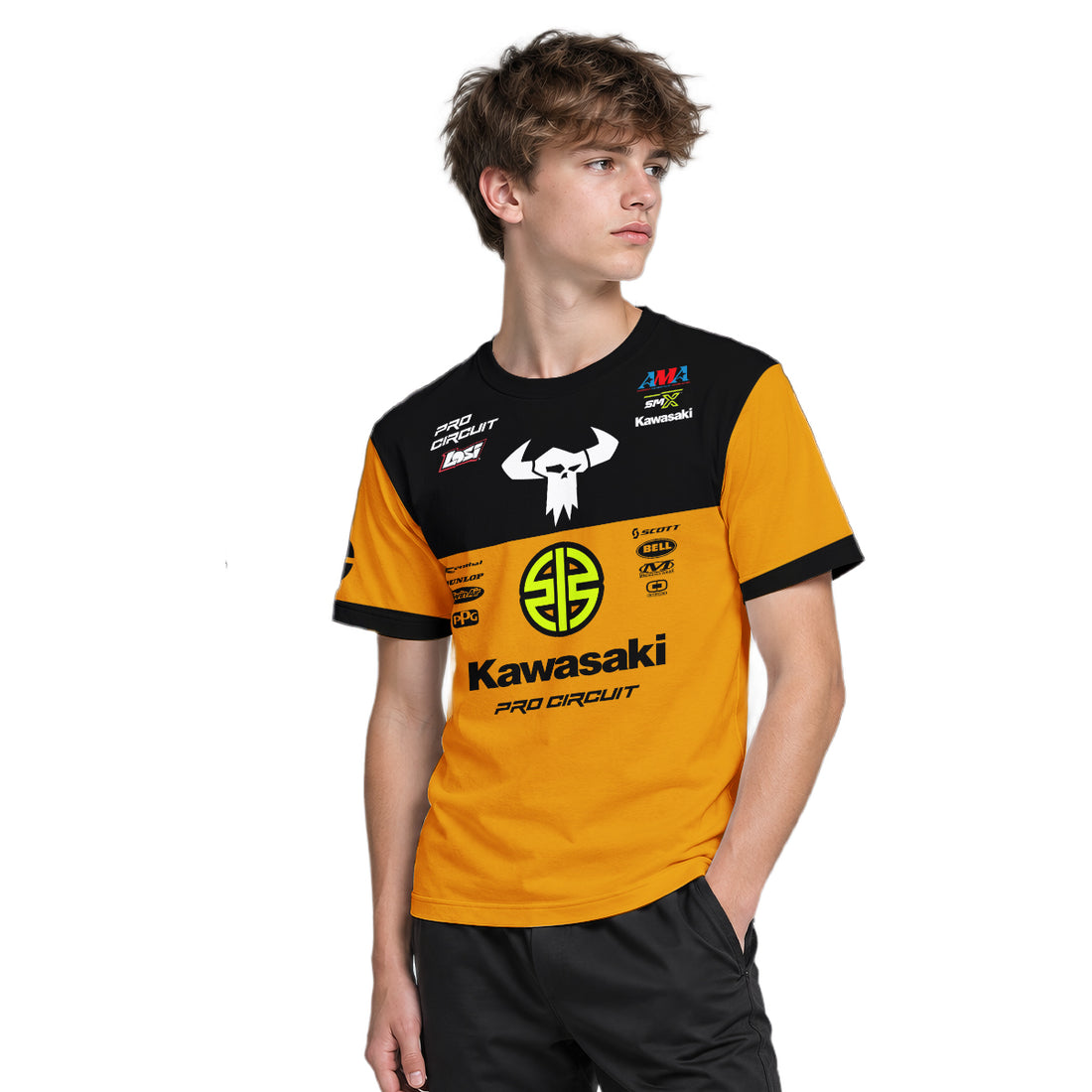 Kawasaki Pro Circuit 92 Black Orange Youth Short Sleeve Motocross Jersey