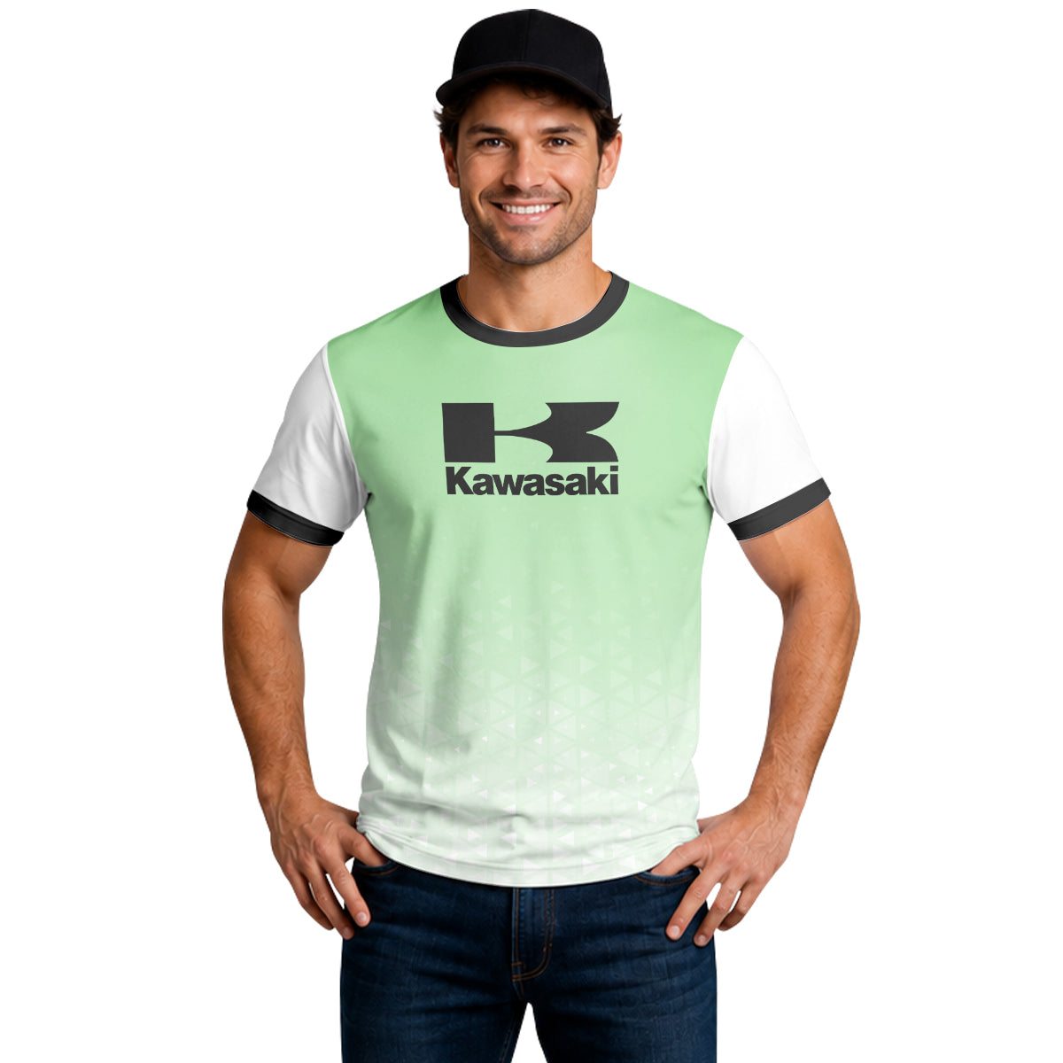 Kawasaki Pro Circuit Mint Green White Short Sleeve Motocross Jersey – Lifestyle View