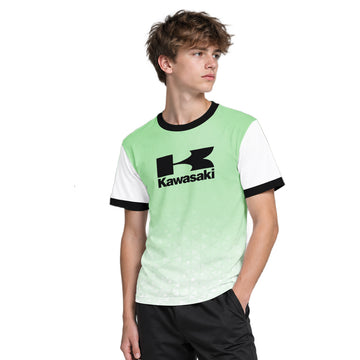 Kawasaki Pro Circuit Mint Green White Youth Short Sleeve Motocross Jersey – Boy Lifestyle View