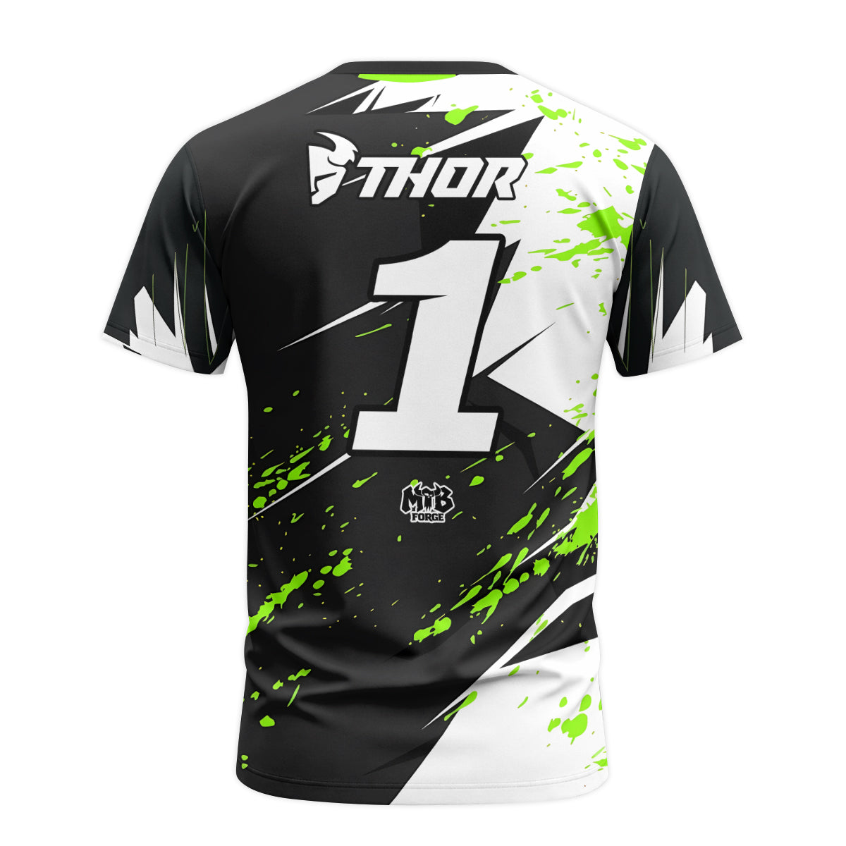 Kawasaki Pro Circuit Number 1 Black Green Short Sleeve Motocross Jersey – Back View Mockup
