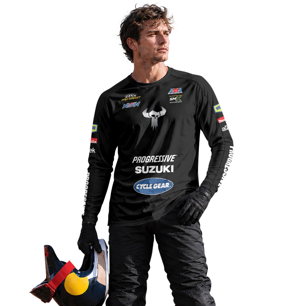 Ken Roczen 94 Progressive Suzuki Black Long Sleeve Motocross Jersey – Lifestyle View