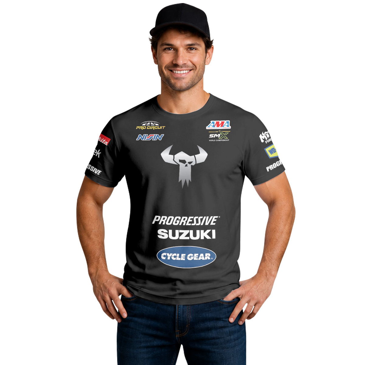Ken Roczen 94 Progressive Suzuki Black Short Sleeve Motocross Jersey – Lifestyle View