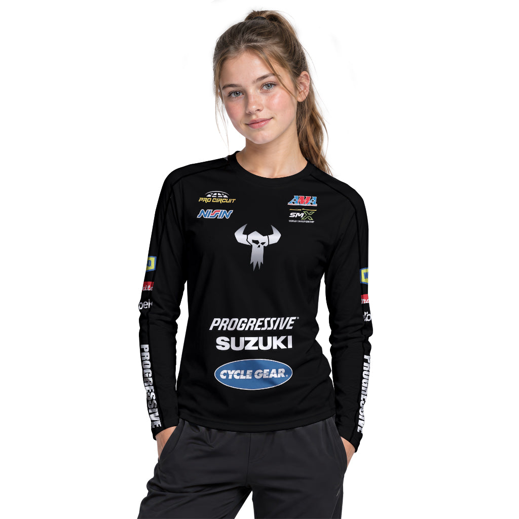 Ken Roczen 94 Progressive Suzuki Black Youth Long Sleeve Motocross Jersey – Girl Lifestyle View