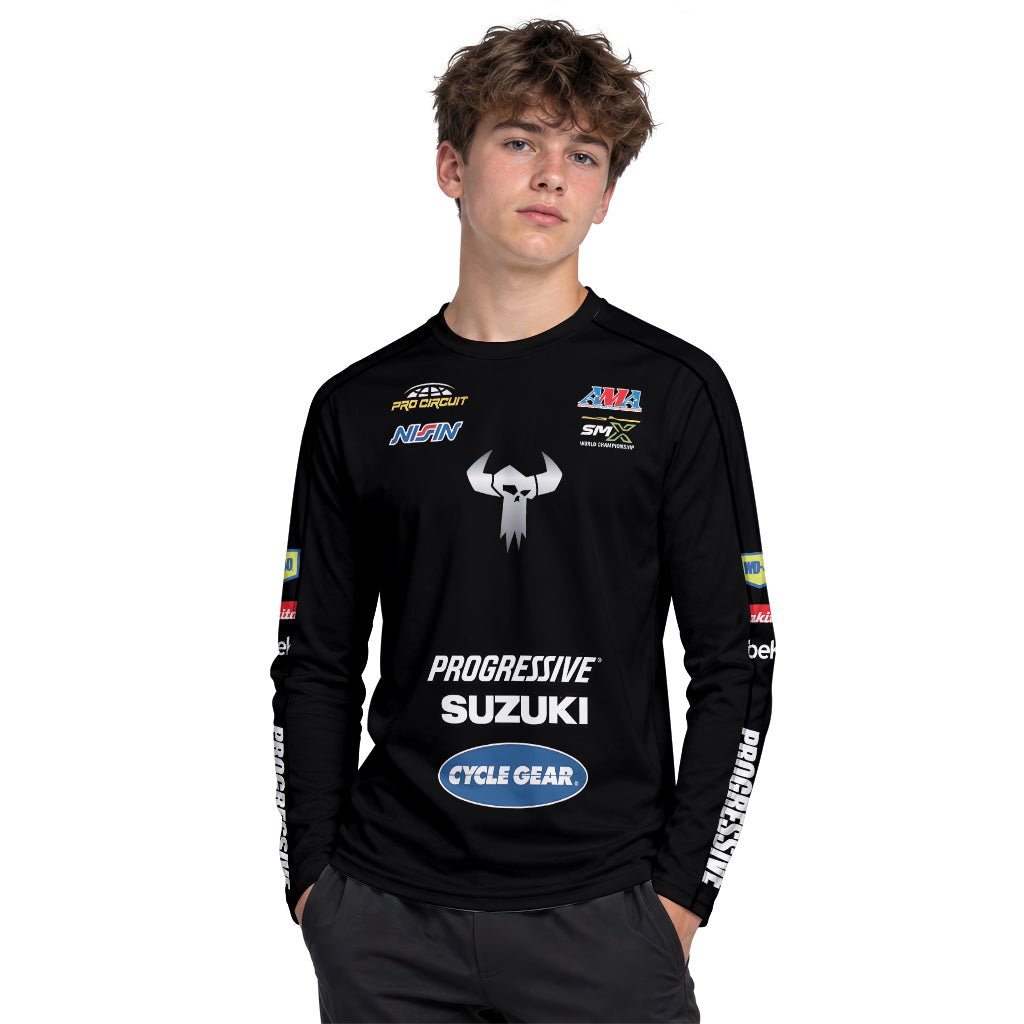 Ken Roczen 94 Progressive Suzuki Black Youth Long Sleeve Motocross Jersey – Boy Lifestyle View