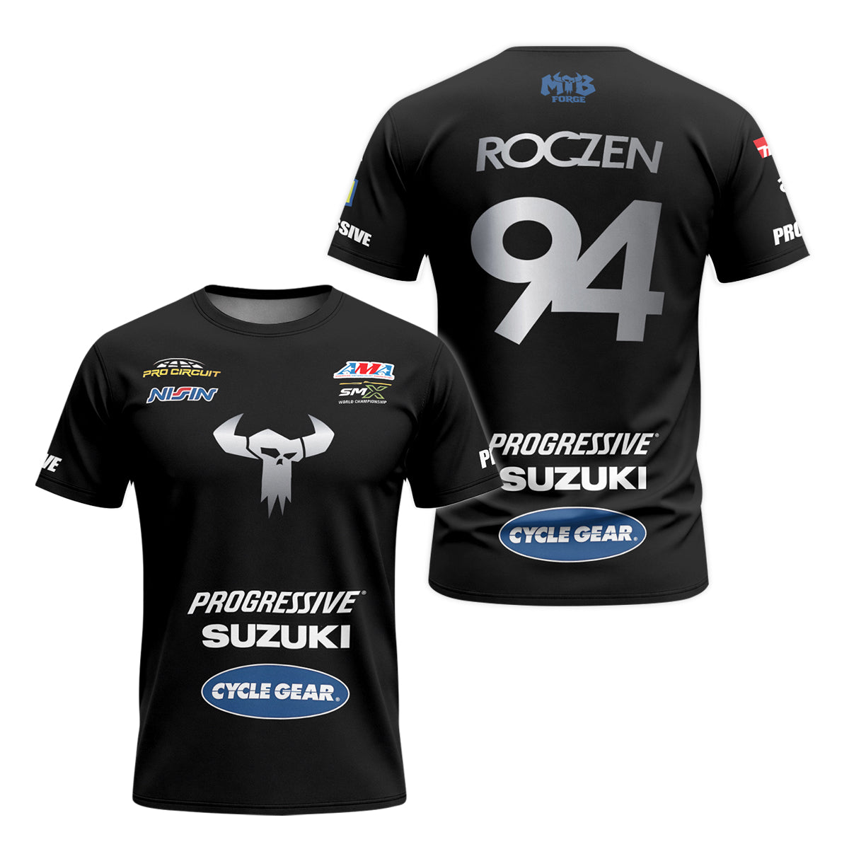 Ken Roczen 94 Progressive Suzuki Black Youth Short Sleeve Motocross Jersey – Front and Back View