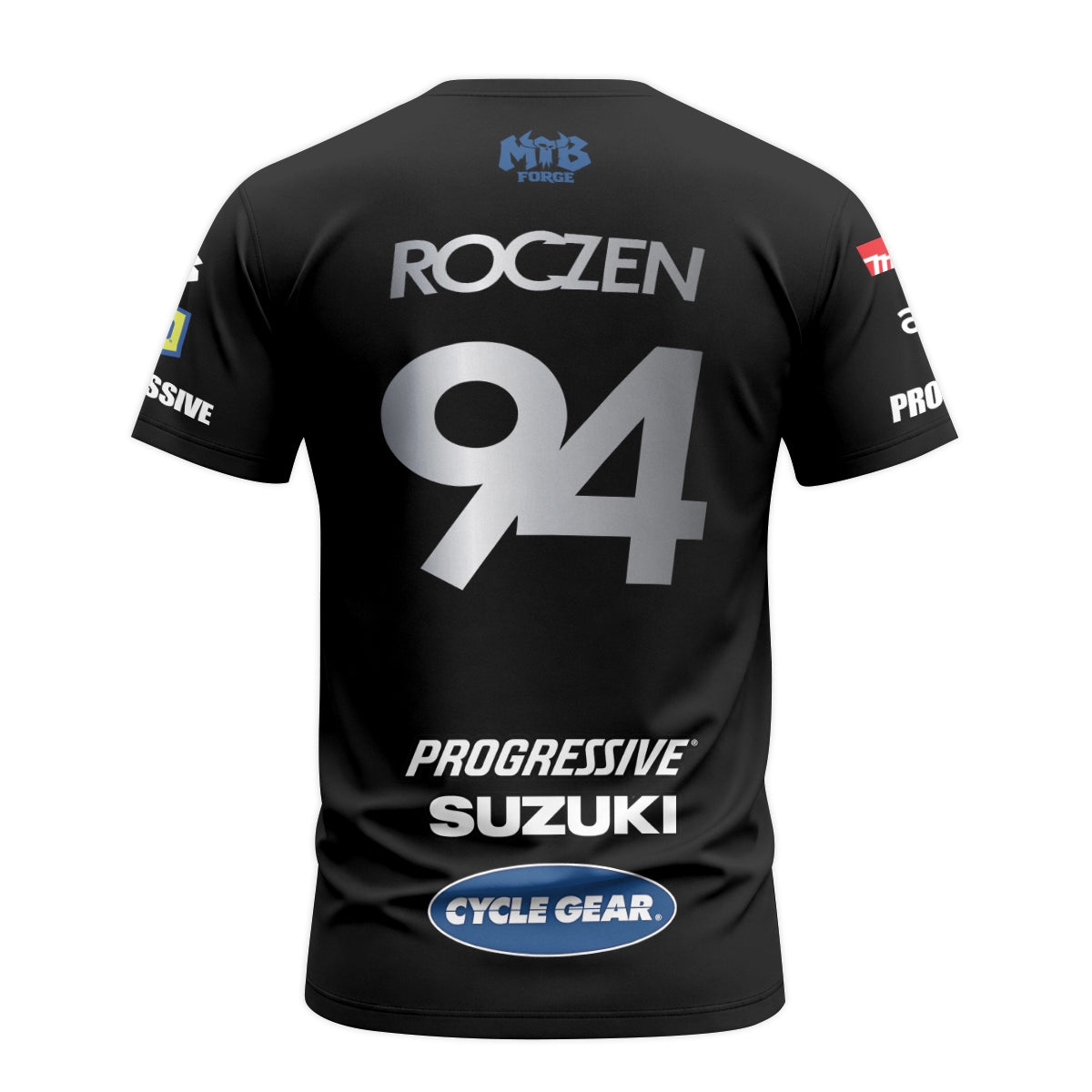 Ken Roczen 94 Progressive Suzuki Black Youth Short Sleeve Motocross Jersey – Back View Mockup